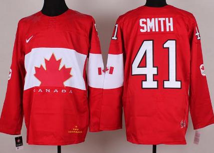 Cheap 2014 Winter Olympics Canada Team 41 Mike Smith Red Hockey Jerseys For Sale