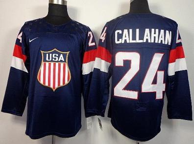 Cheap 2014 Winter Olympics USA Team 24 Ryan Callahan Blue Hockey Jerseys For Sale