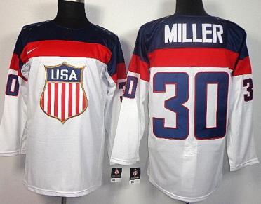Cheap 2014 Winter Olympics USA Team 30 Ryan Miller White Hockey Jerseys For Sale