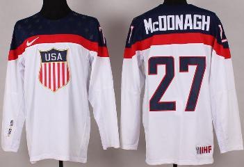 Cheap 2014 Winter Olympics USA Team 27 Ryan McDonagh White Hockey Jerseys For Sale
