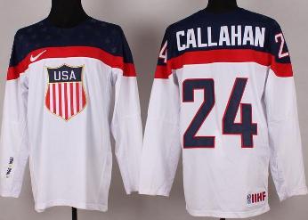 Cheap 2014 Winter Olympics USA Team 24 Ryan Callahan White Hockey Jerseys For Sale