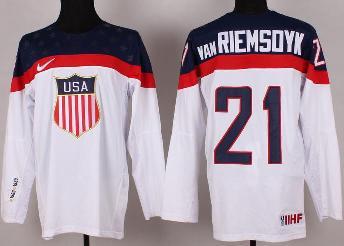 Cheap 2014 Winter Olympics USA Team 21 van Riemsdyk White Hockey Jerseys For Sale