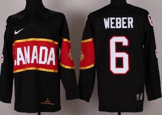 Cheap 2014 Winter Olympics Canada Team 6 Shea Weber Black Hockey Jerseys For Sale