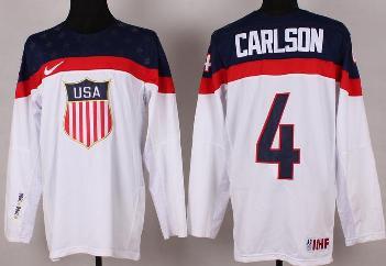 Cheap 2014 Winter Olympics USA Team 4 John Carlson White Hockey Jerseys For Sale