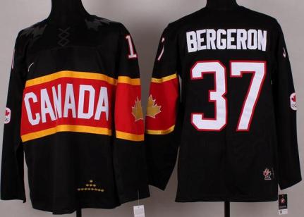 Cheap 2014 Winter Olympics Canada Team 37 Patrice Bergeron Black Hockey Jerseys For Sale
