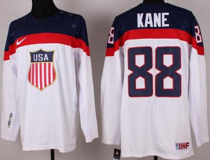 Cheap 2014 Winter Olympics USA Team 88 Patrick Kane White Hockey Jerseys For Sale