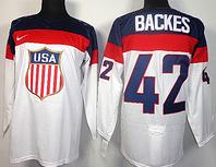 Cheap 2014 Winter Olympics USA Team 42 David Backes White Hockey Jerseys For Sale