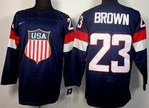 Cheap 2014 Winter Olympics USA Team 23 Dustin Brown Blue Hockey Jerseys For Sale