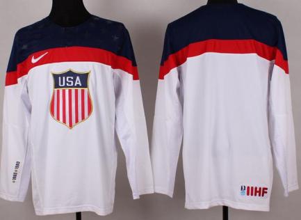 Cheap 2014 Winter Olympics USA Team Blank White Hockey Jerseys For Sale