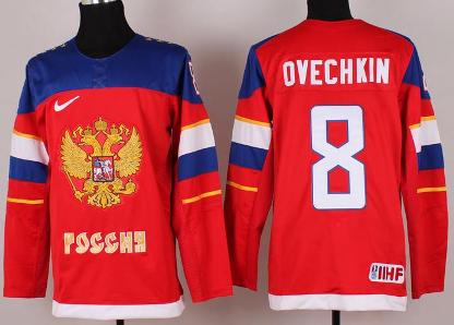 Cheap 2014 Winter Olympics Russian Federation Team 8 Ovechkin Red Hockey Jerseys For Sale