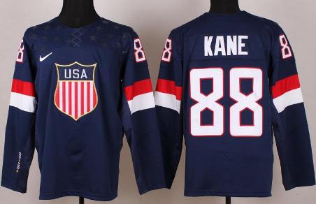 Cheap 2014 Winter Olympics USA Team Chicago 88 Patrick Kane Blue Hockey Jerseys For Sale