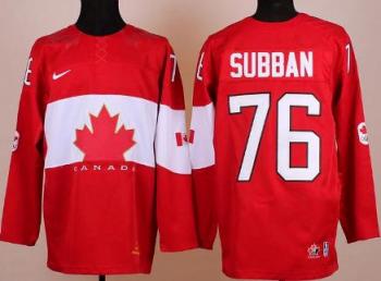 Cheap 2014 Winter Olympics Canada Team 76 P.K. Subban Red Hockey Jerseys For Sale