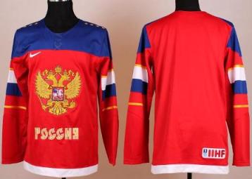 Cheap 2014 Winter Olympics Russian Team Blank Red Hockey Jerseys For Sale
