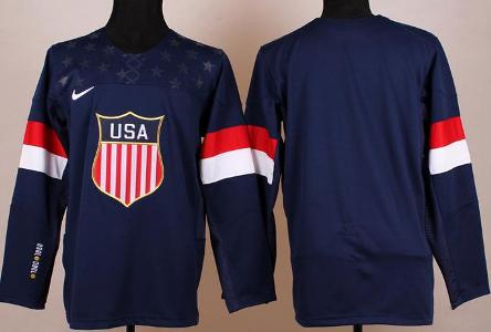 Cheap 2014 Winter Olympics USA Team Blank Blue Hockey Jerseys For Sale