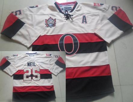 Ottawa Senators 25 Chris Neil Cream Heritage Classic NHL Jerseys
