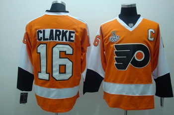 Cheap Philadelphia Flyers 16 Bobby clarke Orange jerseys Stanley Cup patch For Sale