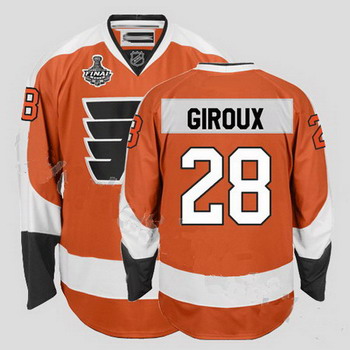 Philadelphia Flyers 28 Claude Giroux Orange Jersey with Stanley Cup Finals Patch