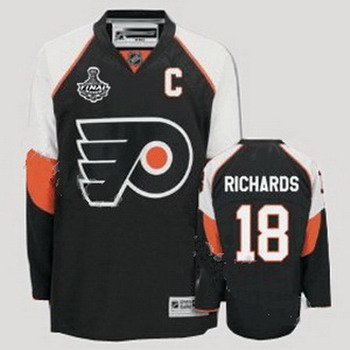 Philadelphia Flyers 18 Mike Richards Black Jersey with Stanley Cup Finals Patch