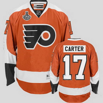 Philadelphia Flyers 17 Jeff Carter Orange Jersey with Stanley Cup Finals Patch