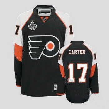 Philadelphia Flyers 17 Jeff Carter Black Jersey with Stanley Cup Finals Patch