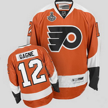 Philadelphia Flyers 12 Simon Gagne Orange Jersey with Stanley Cup Finals Patch