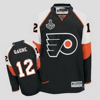 Cheap Philadelphia Flyers 12 Simon Gagne Black Jersey with Stanley Cup Finals Patch For Sale