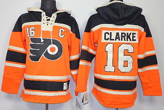 Philadelphia Flyers 16 Bobby Clarke Orange Lace-Up NHL Jersey Hoodies