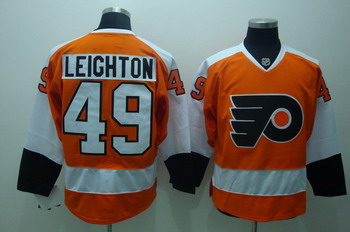 Cheap Philadelphia Flyers 49 Michael Leighton Orange Jerseys For Sale