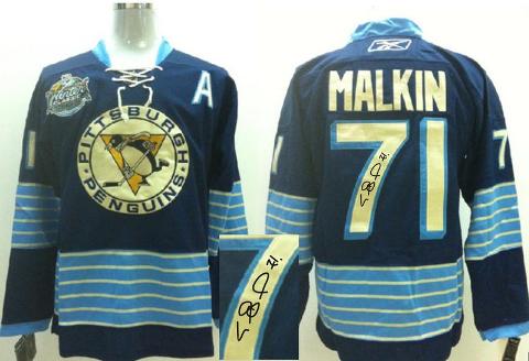 Cheap Pittsburgh Penguins 71 Evgeni Malkin Blue 2011 Winter Classic Signed NHL Hockey Jerseys For Sale