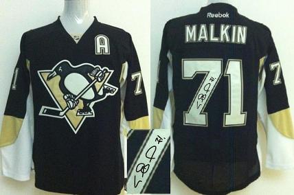Cheap Pittsburgh Penguins 71 Evgeni Malkin Black Signed NHL Hockey Jerseys For Sale