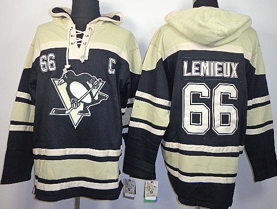 Cheap Pittsburgh Penguins 66 Mario Lemieux Black Lace-Up NHL Jersey Hoodies For Sale