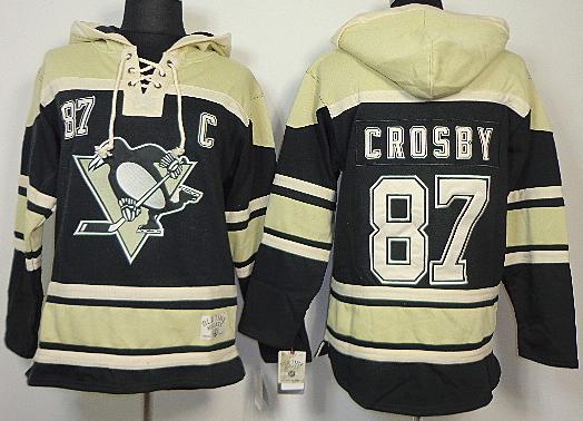 Pittsburgh Penguins 87 Sidney Crosby Black Lace-Up NHL Jersey Hoodies