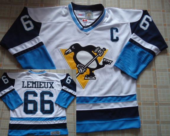 Pittsburgh Penguins #66 Mario Lemieux White CCM Throwback NHL Jerseys