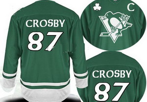 Cheap 2011 St Pattys Day Pittsburgh Penguins 87 Sindney Crosby Green Jersey For Sale