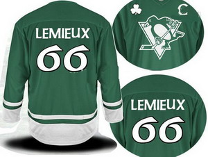 Cheap 2011 St Pattys Day Pittsburgh Penguins 66 Mario Lemieux Green Jersey For Sale