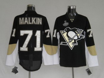 Cheap Pittsburgh Penguins 71 Evgeni Malkin Black Jerseys With Stanley Cup For Sale