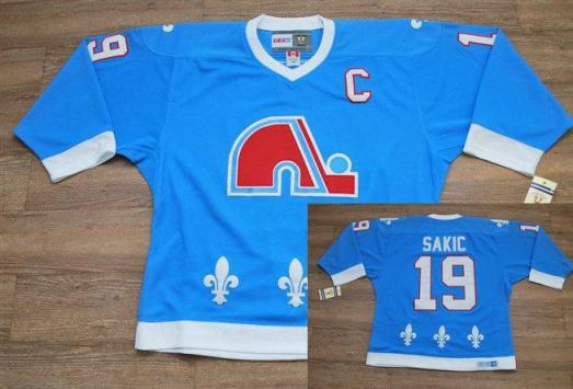 Quebec Nordiques 19 Sakic Light Blue CCM Jerseys