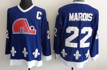 Quebec Nordiques 22 marois blue jerseys C patch