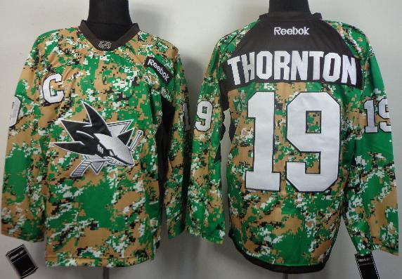 Cheap San Jose Sharks 19 Joe Thornton Camo NHL Hockey Jersey For Sale