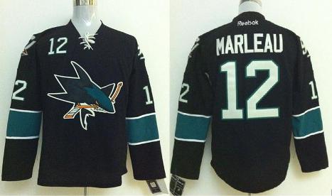 Cheap San Jose Sharks 12 Patrick Marleau Black NHL Hockey Jersey 2014 New For Sale
