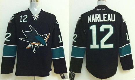 San Jose Sharks 12 Patrick Marleau Black NHL Hockey Jersey 2014 New