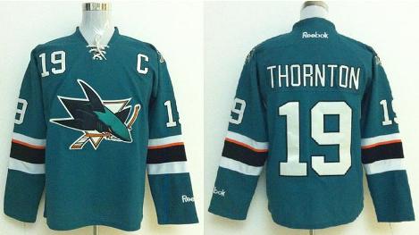 Cheap San Jose Sharks 19 Joe Thornton Green NHL Hockey Jersey New Style For Sale