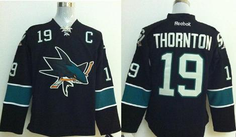 San Jose Sharks 19 Joe Thornton Black NHL Hockey Jersey New Style