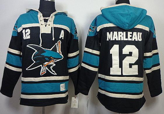 San Jose Sharks 12 Patrick Marleau Black Lace-Up NHL Jersey Hoodies San Jose Sharks 12 Patrick Marleau Black Lace-Up NHL Jersey Hoodies