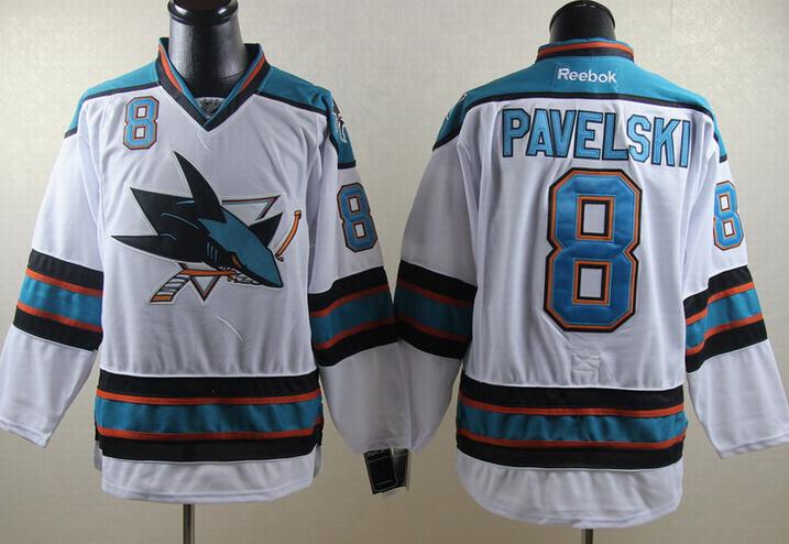 San Jose Sharks 8 Joe Pavelski White NHL Jerseys