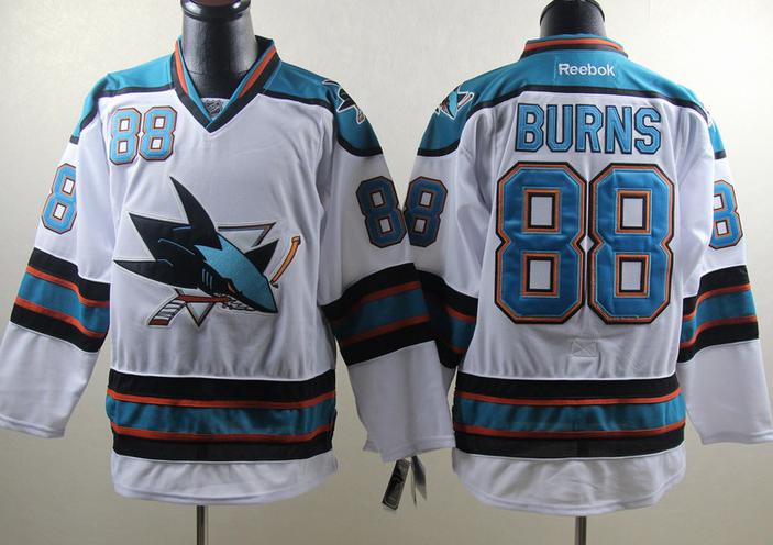 Cheap San Jose Sharks 88 Burns White NHL Jerseys For Sale