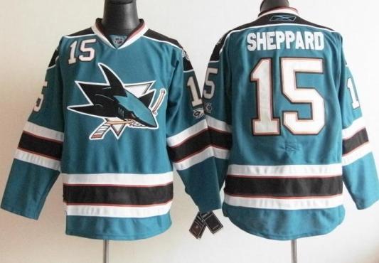 Cheap San Jose Sharks 15 Sheppard Blue NHL Jerseys For Sale