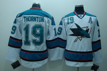 Cheap San Jose Sharks 19 Joe thornton white jerseys A patch For Sale