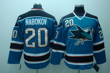 San Jose Sharks 20 Evgeni nabokov blue Jerseys