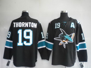 Cheap San Jose Sharks 19 Joe Thornton BLACK Jerseys For Sale